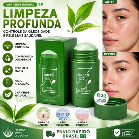 Máscara Chá Verde Remover de Cravos Anti-Acne Hidratante Beleza Pele Facial Clean Face Clareador Mask Stick Hot