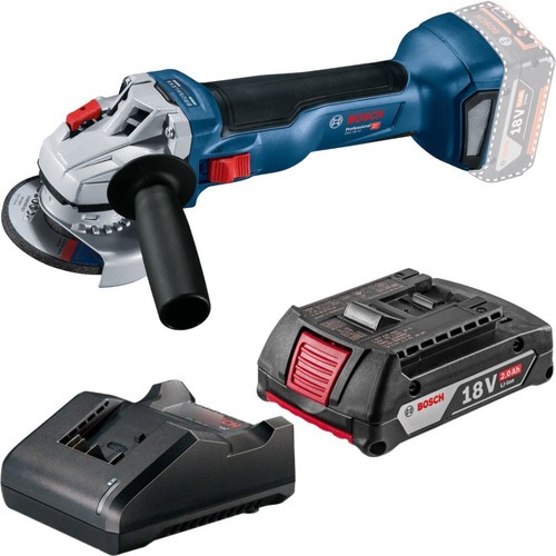 Esmerilhadeira Sem Fio Bosch GWS 18V-10 Brushless + Carregador + Bateria 2 Ah
