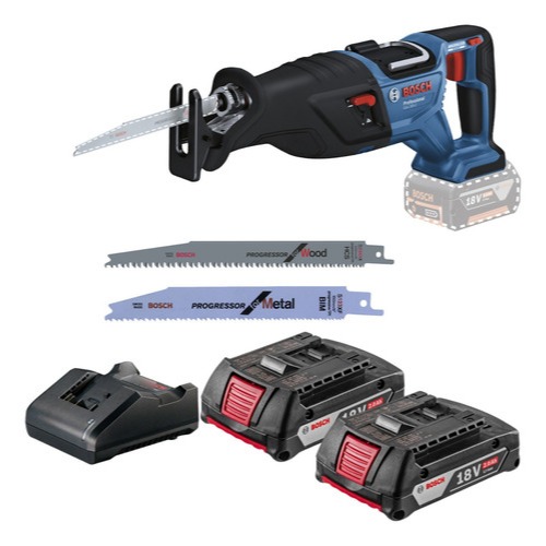 Kit Serra Sabre Bosch GSA 185 Li 18v Brushless + 2 Lâminas + 2 Baterias 2Ah + Carregador