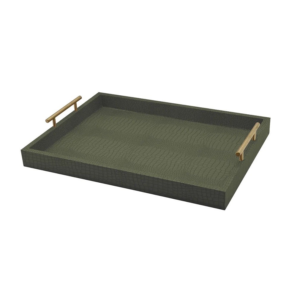 Bandeja Decorativa Alça Metal Olive Green 48x35x7,5cm Paramount 3331