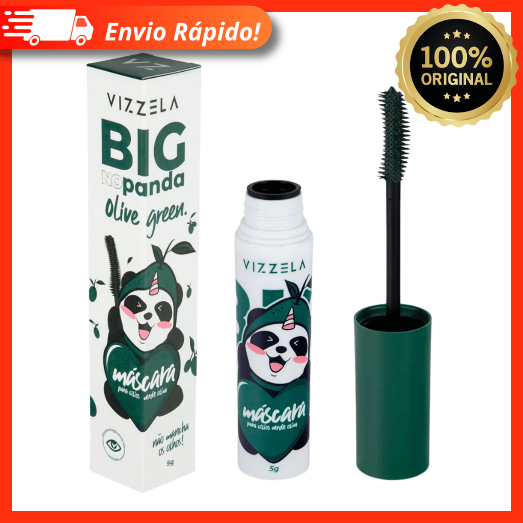 Máscara Para Cílios Big No Panda Olive Green Vizzela - Verde Oliva, Maquiagem Copa Do Mundo