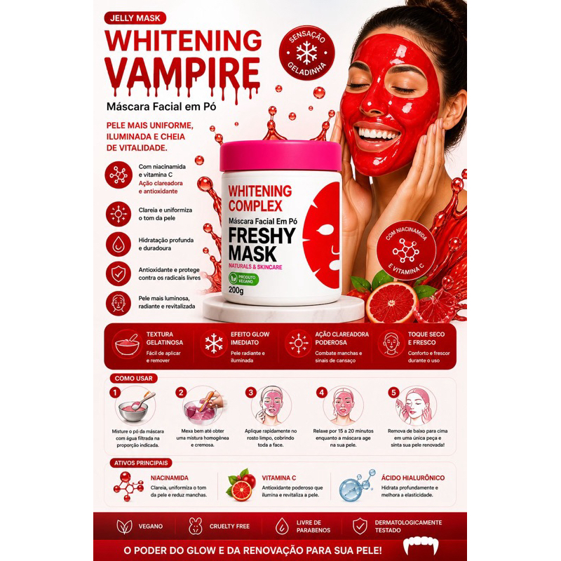 Fresh Mask Vampire Infusion – Máscara Facial em Pó Calmante, Hidratação, Revitalização e Skincare