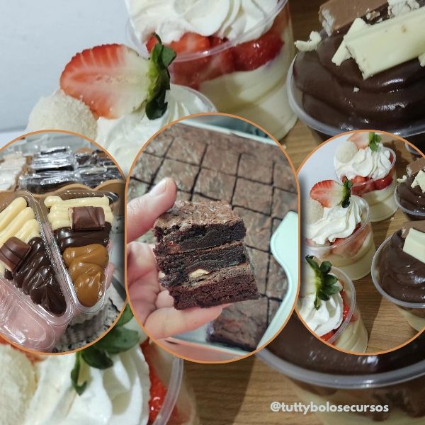 Renda extra com brownie e copos da Felicidade