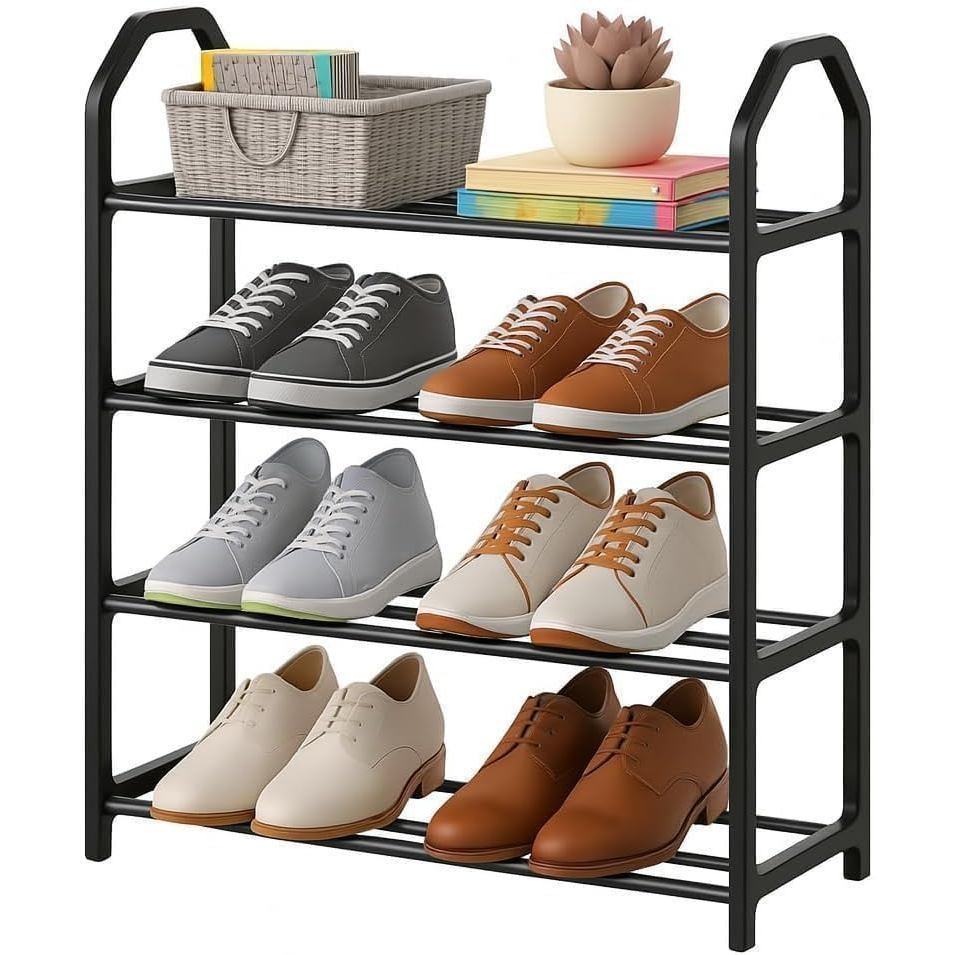 Desconto Sapateira 4 Divisórias Minimalista Plástico com Metal Organizador Multiuso Desmontável- !