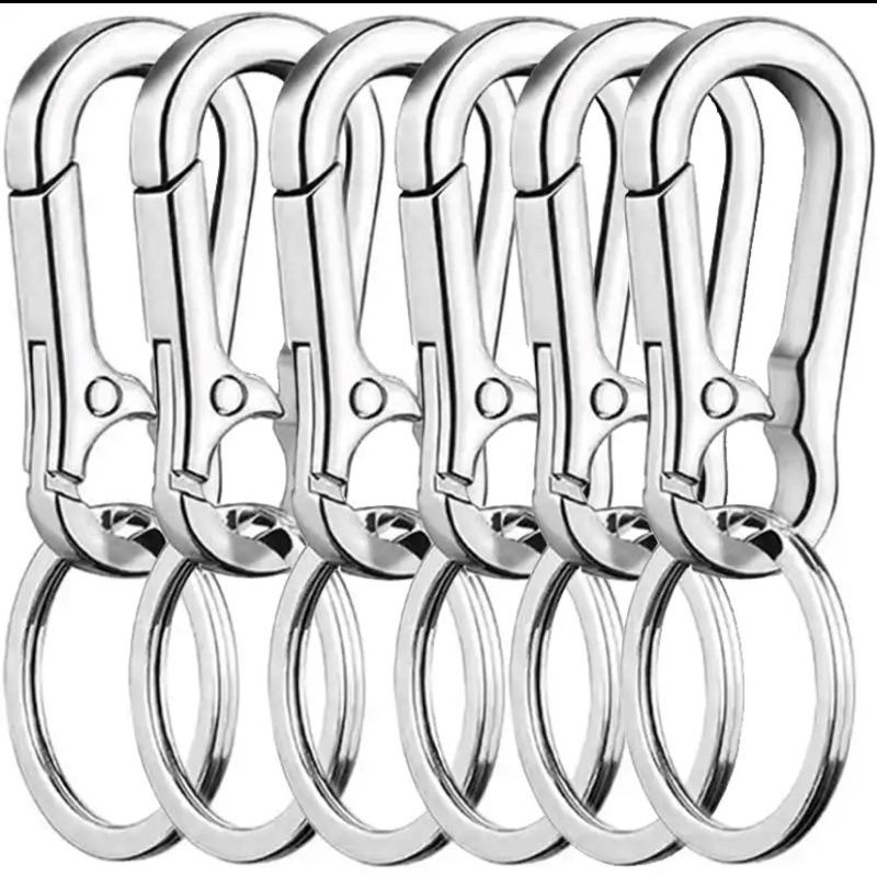 6x Chaveiros Mosquetao Argola Gancho Metal Academia Mochila Carro Moto Casa Organizaçao Pesca Caça Acampamento Garra