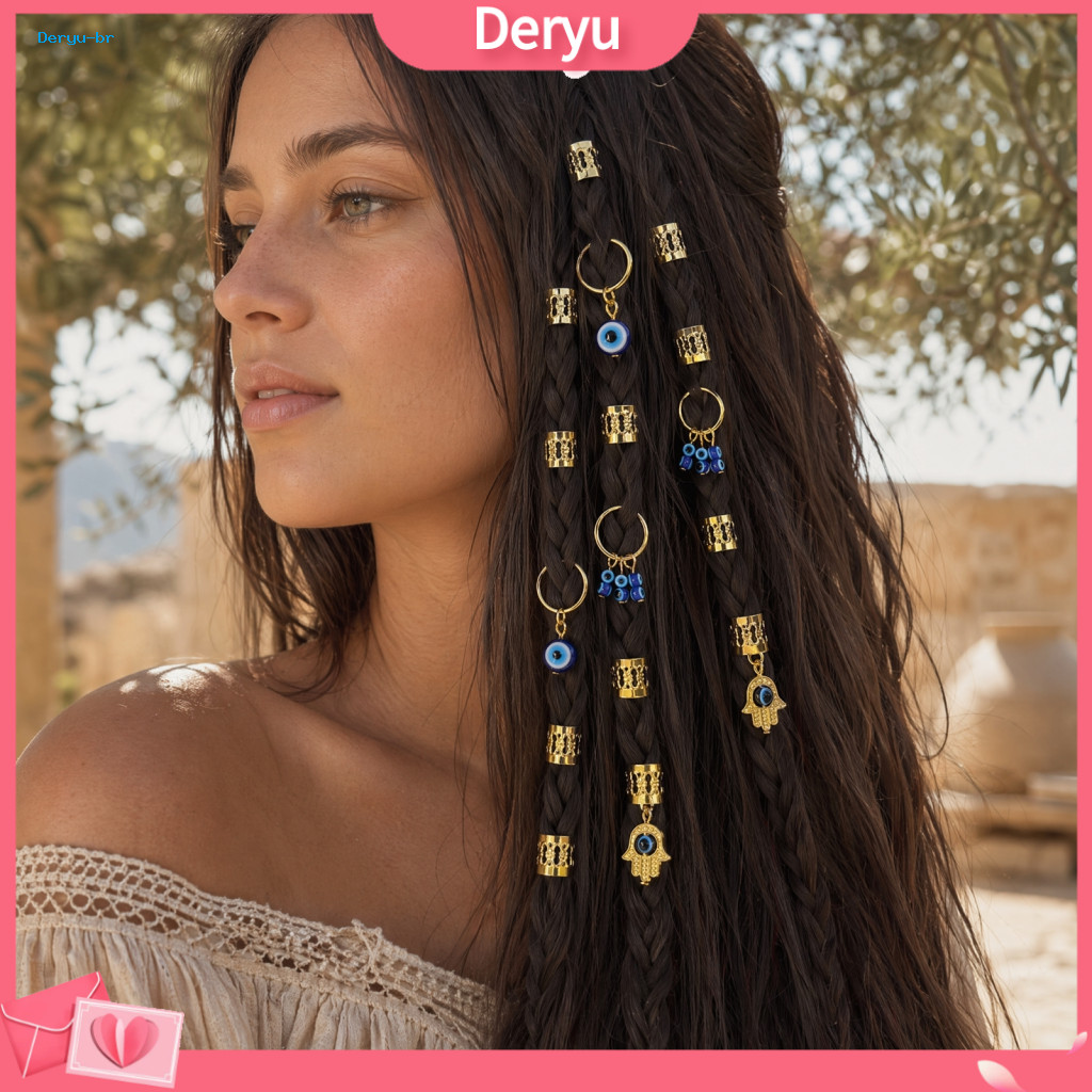 Hair Rings for Dreadlocks Dreadlock Accessories 16pcs with Eye Pendants Open Design Braids for Festivals Use Stylish for