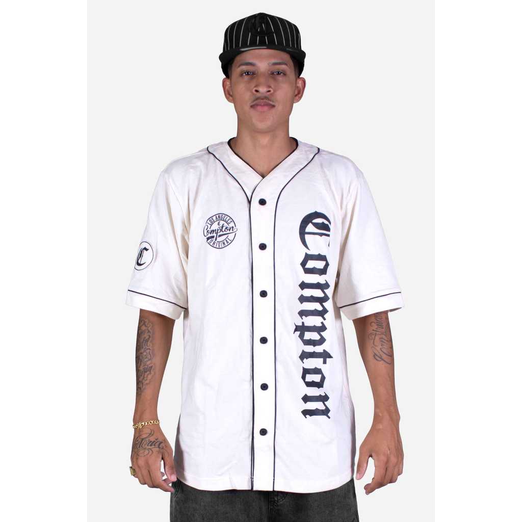 Camisa De Botão Baseball Compton Logo Off White