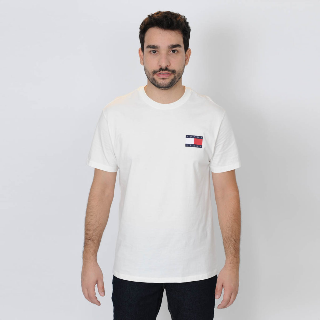 Camiseta Tommy Logo Slim Off White - Masculino