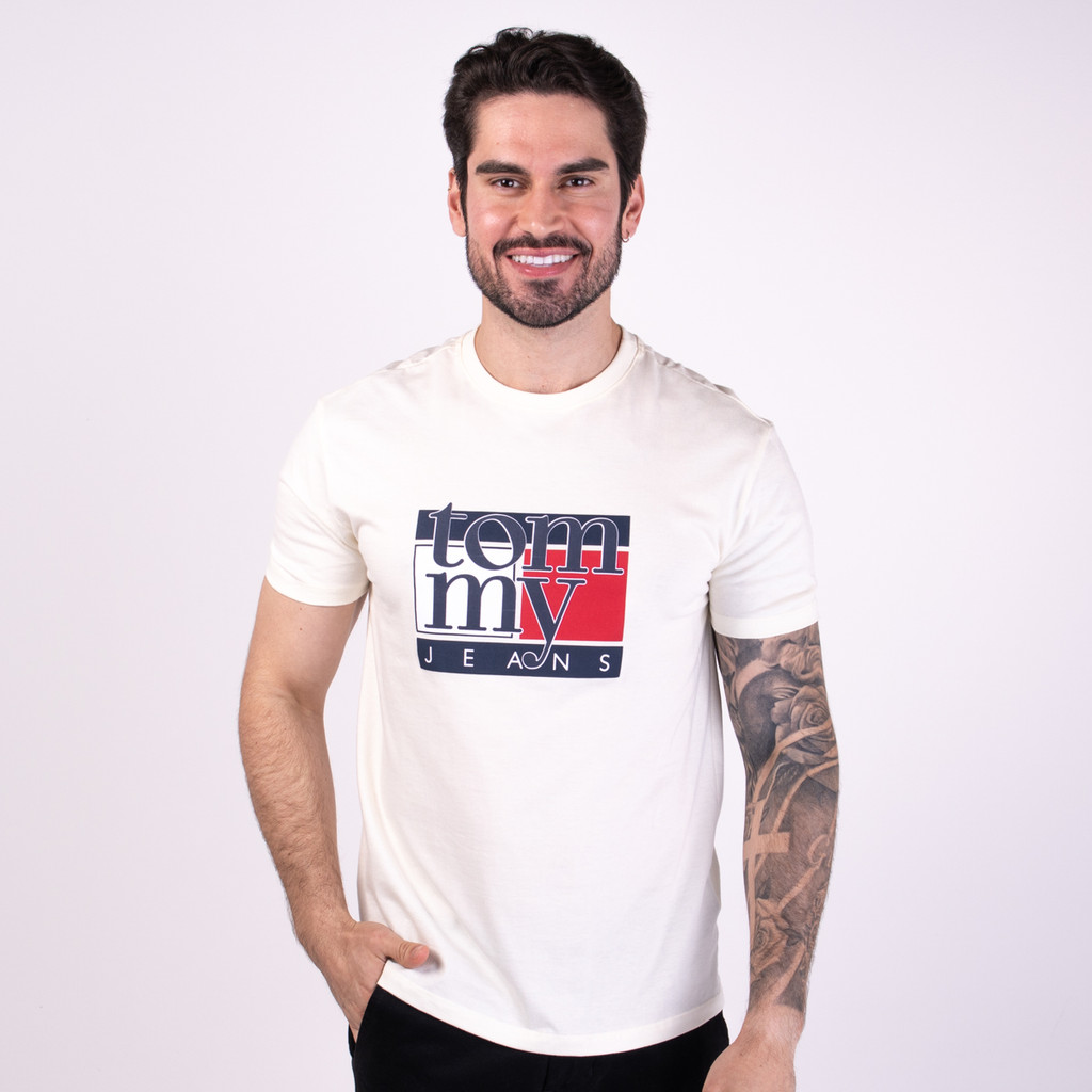 Camiseta Tommy Jeans Big Logo Off White