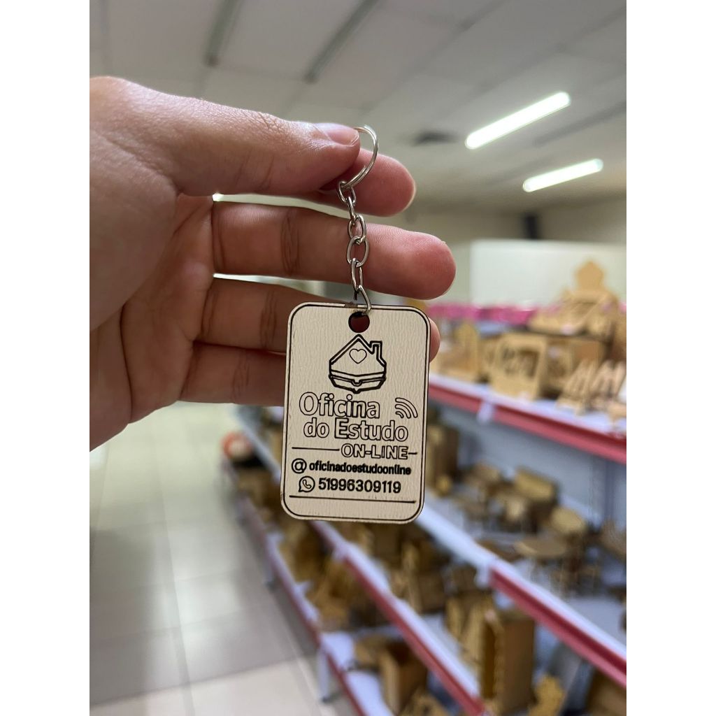 Kit Chaveiros Personalizados MDF Branco com Logo ou Nome – 5cm de diâmetro - de 100 a 500 unidades
