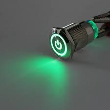 Botão Interruptor Liga Desliga Com Trava Power 19mm Led Verde 12V/24V