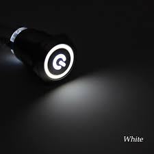 Botão Interruptor Liga Desliga Com Trava Power 19mm Led Branco 12V/24V