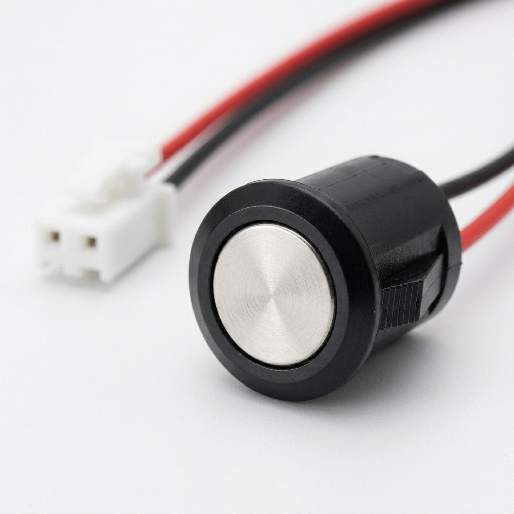 Conector Eletrico 2 Cabos Para Triciclo E Skate Power Button Sistema Liga Desliga Encaixe Sem Rosca