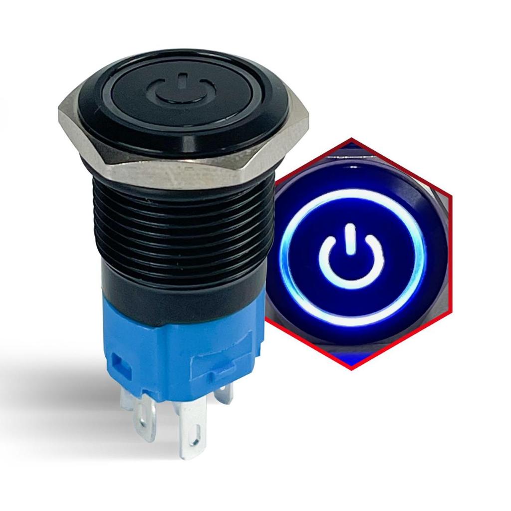 Botão Interruptor Liga Desliga Led Inox On/Off Power 16mm 12v
