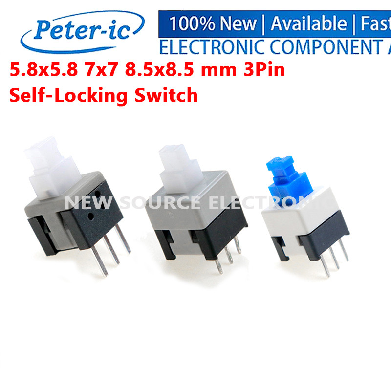 (10 Unidades) 5.8x5.8 7x7 8.5x8.5 mm Interruptor De Travamento Automático De 3 Pinos Push Tátil Power Micro Button Switc