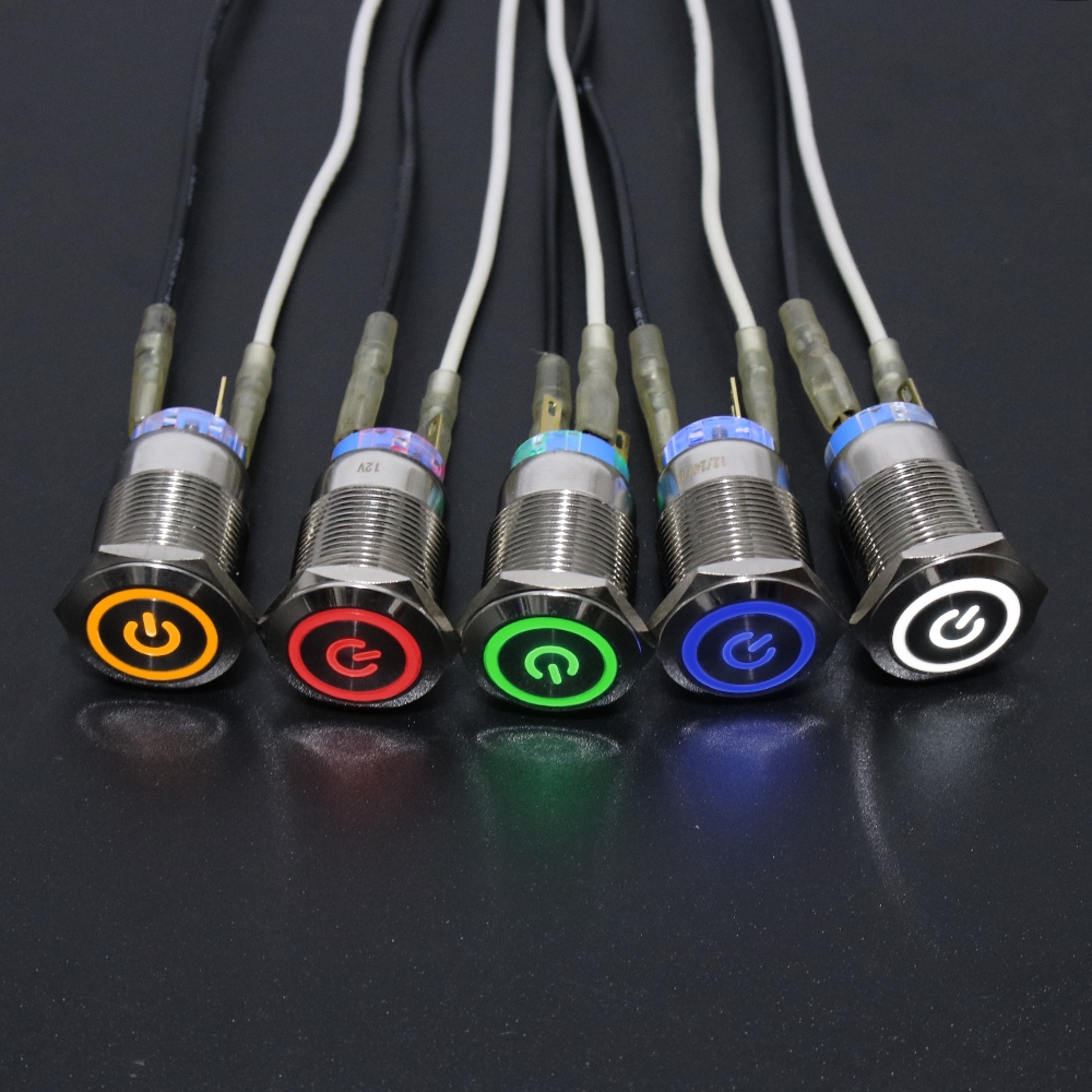 Botão Interruptor Liga Desliga 19mm Com Trava LED Azul, Verde, Branco e Vermelho 110v 220v ON/OFF Power