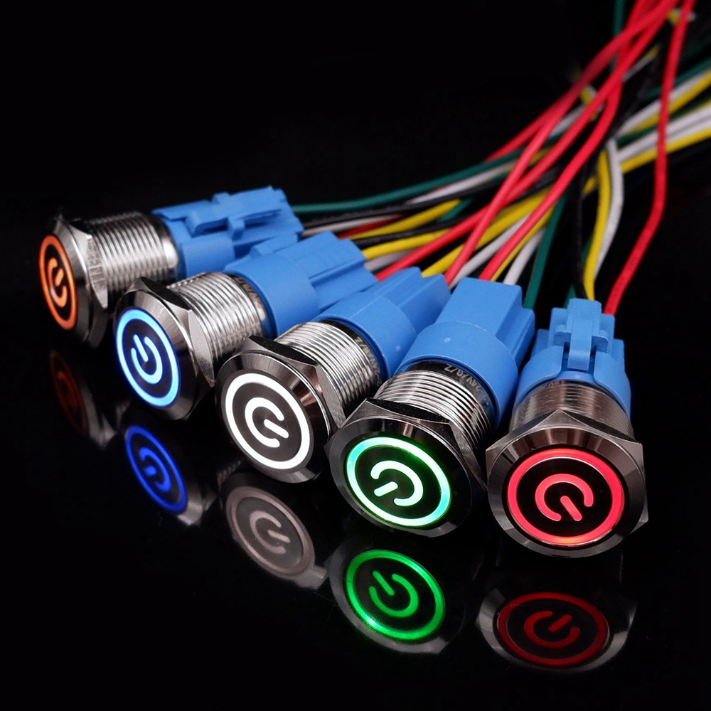 Botão De Energia Circular De 19mm De Metal Para Interruptor À Prova D'água Led Auto-Lock Reset Pc Power Button 1no1nc