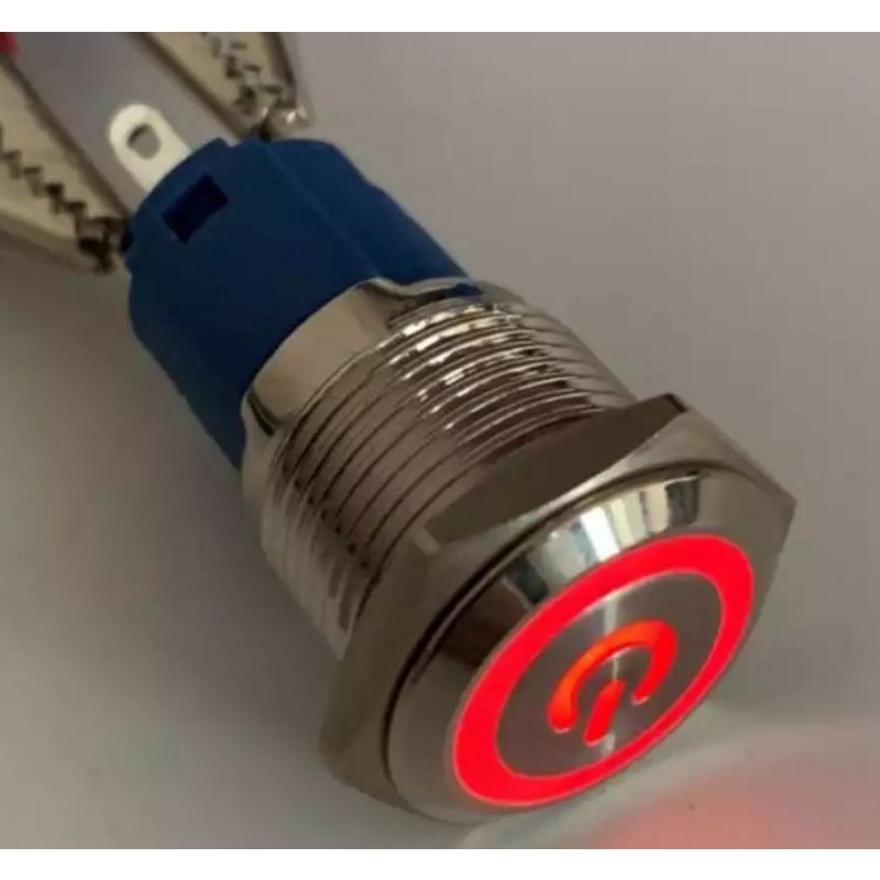 botão power on/off liga/desliga com led 12v na cor vermelho