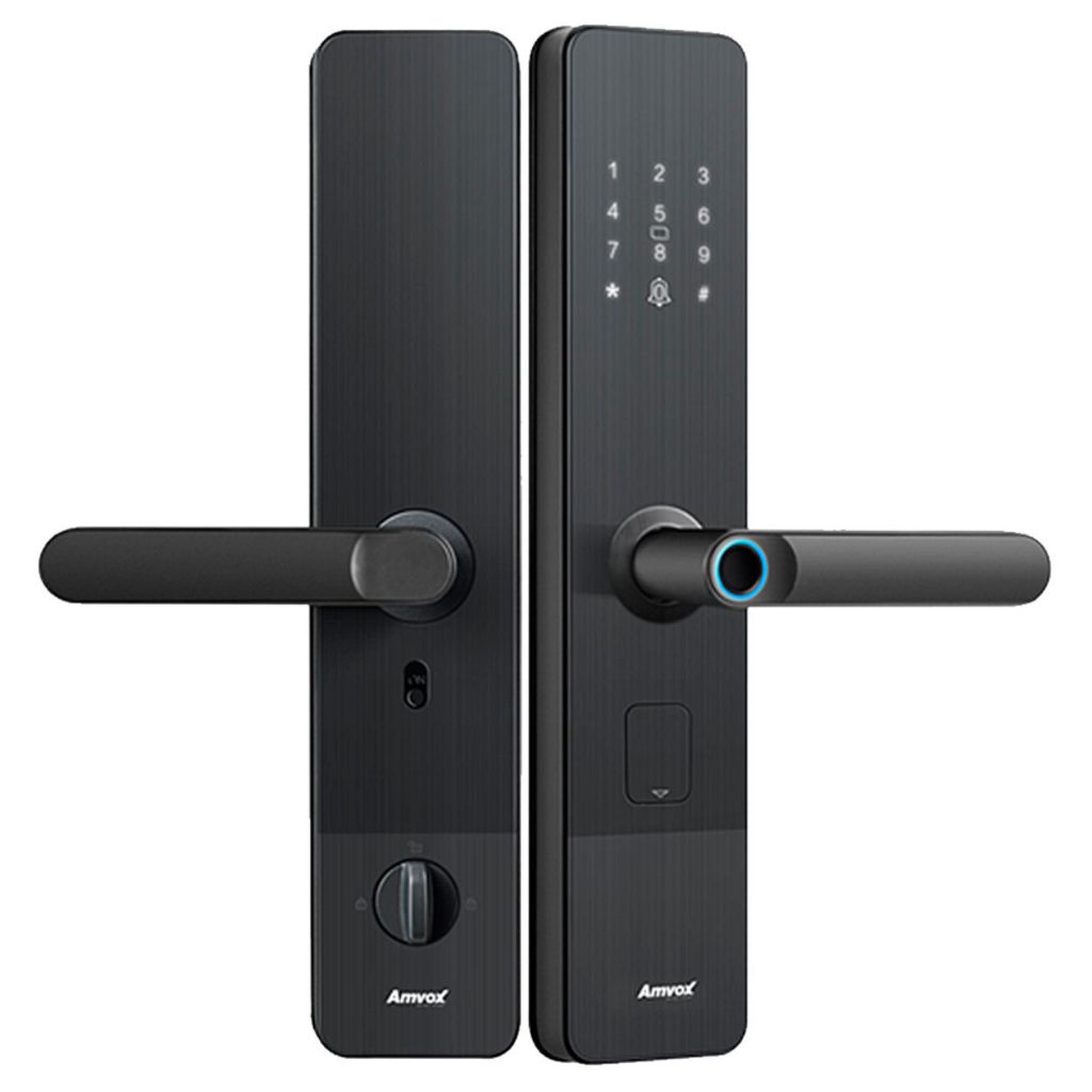 Fechadura Eletrônica Digital Amvox AFC 1000 Conexão WIFI Desbloqueio Código, Cartão, Digital e APP