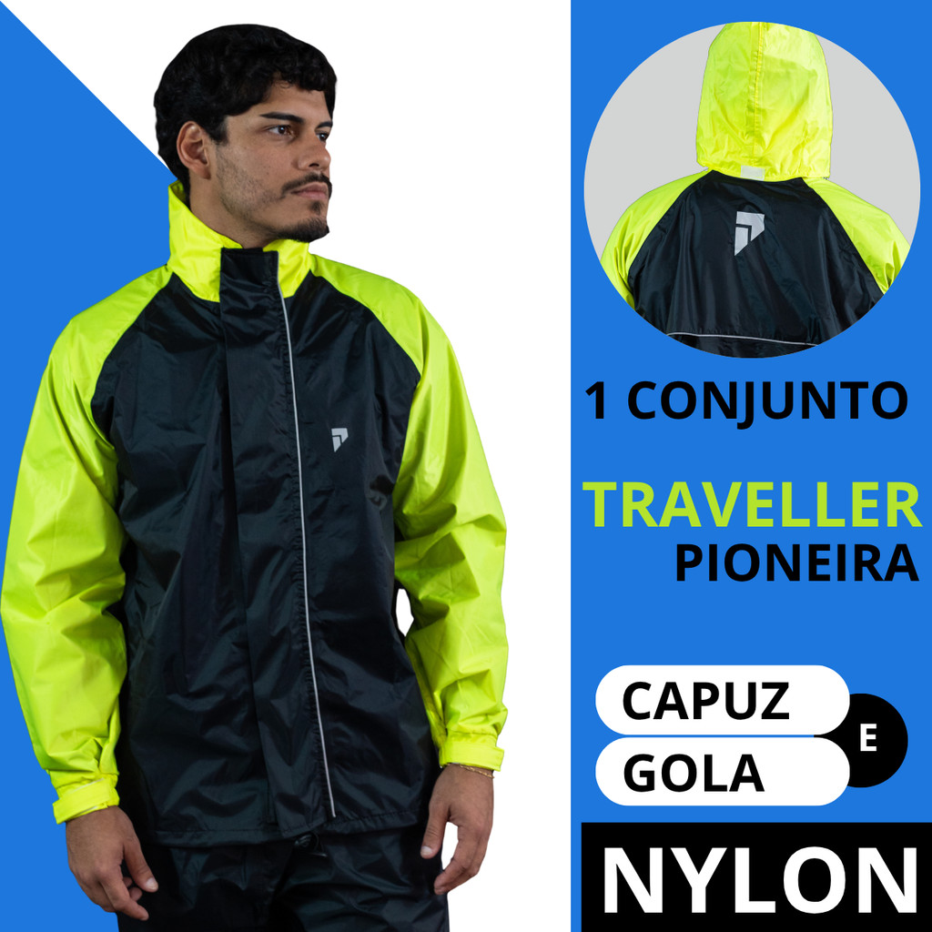Capa de Chuva Moto Nylon Premium Impermeável Pioneira Lançamento Traveller Resistente Frio Motoqueiro Motoboy Refletiva