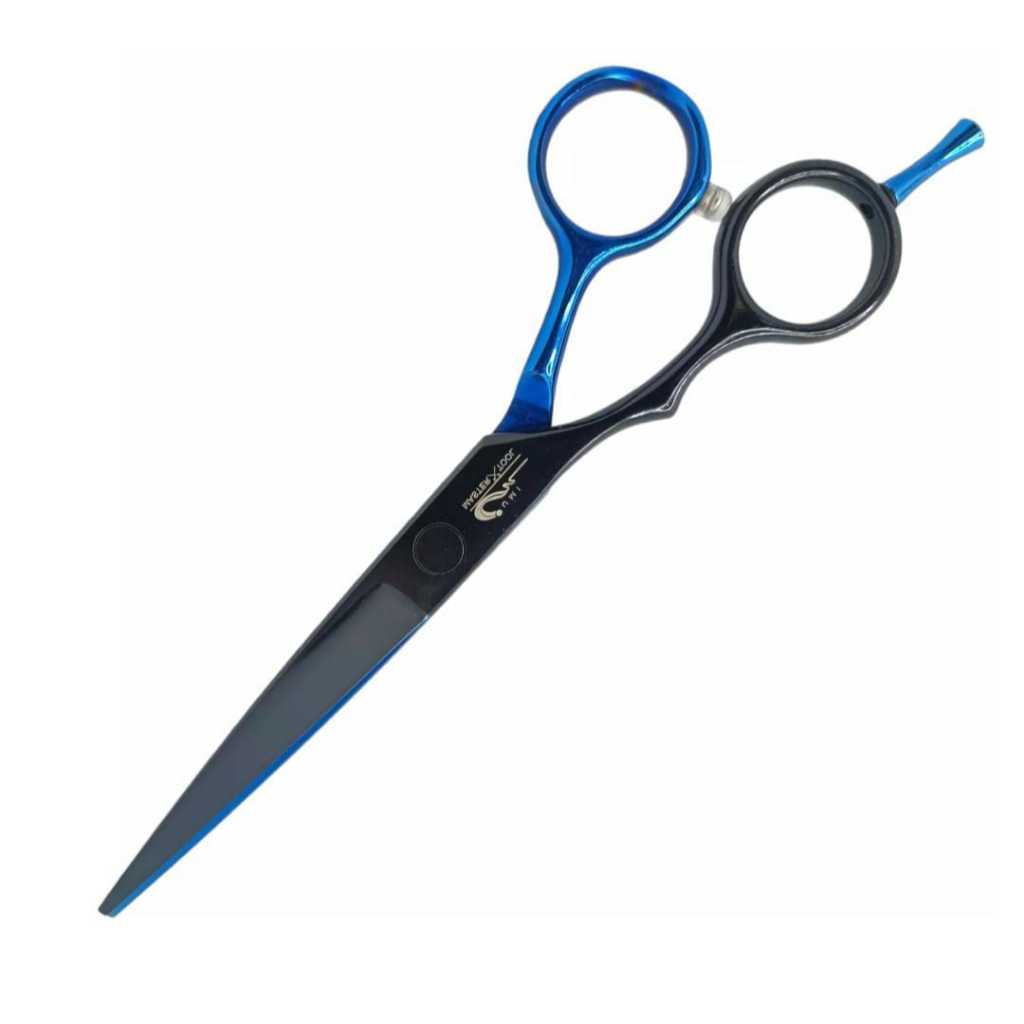 Tesoura Professional  UMI 6.0 Polegadas Fio Laser Bicolar Preto e Azul Para Barbeiro e Cabeleleiro  (PA-60L)