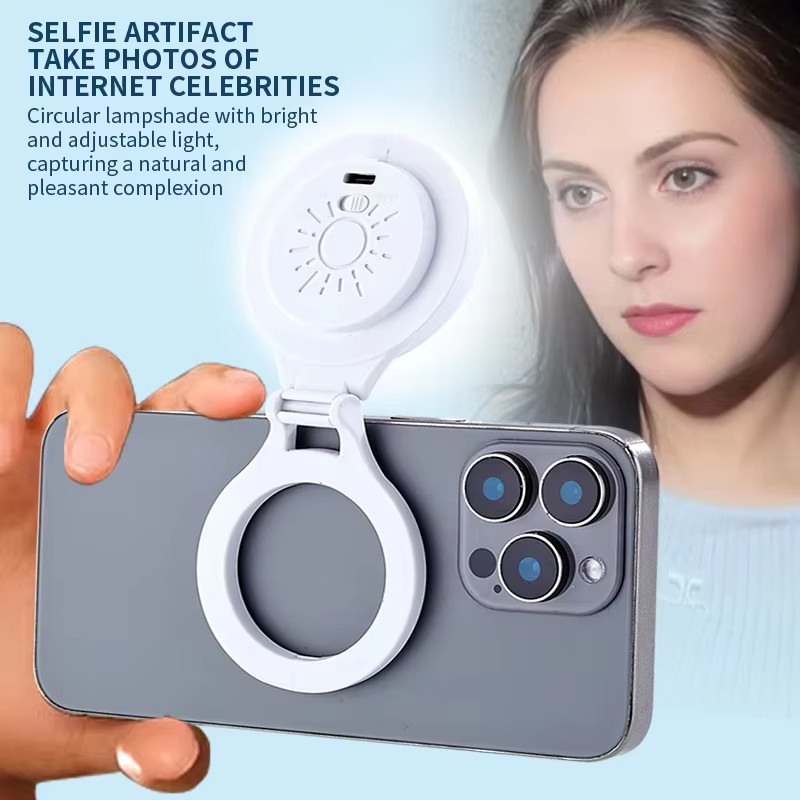 Luz de Preenchimento LED Magnética para Selfie, Mini Portátil com USB, Magsafe para Vídeos de Maquiagem e Vlogs 6HAD