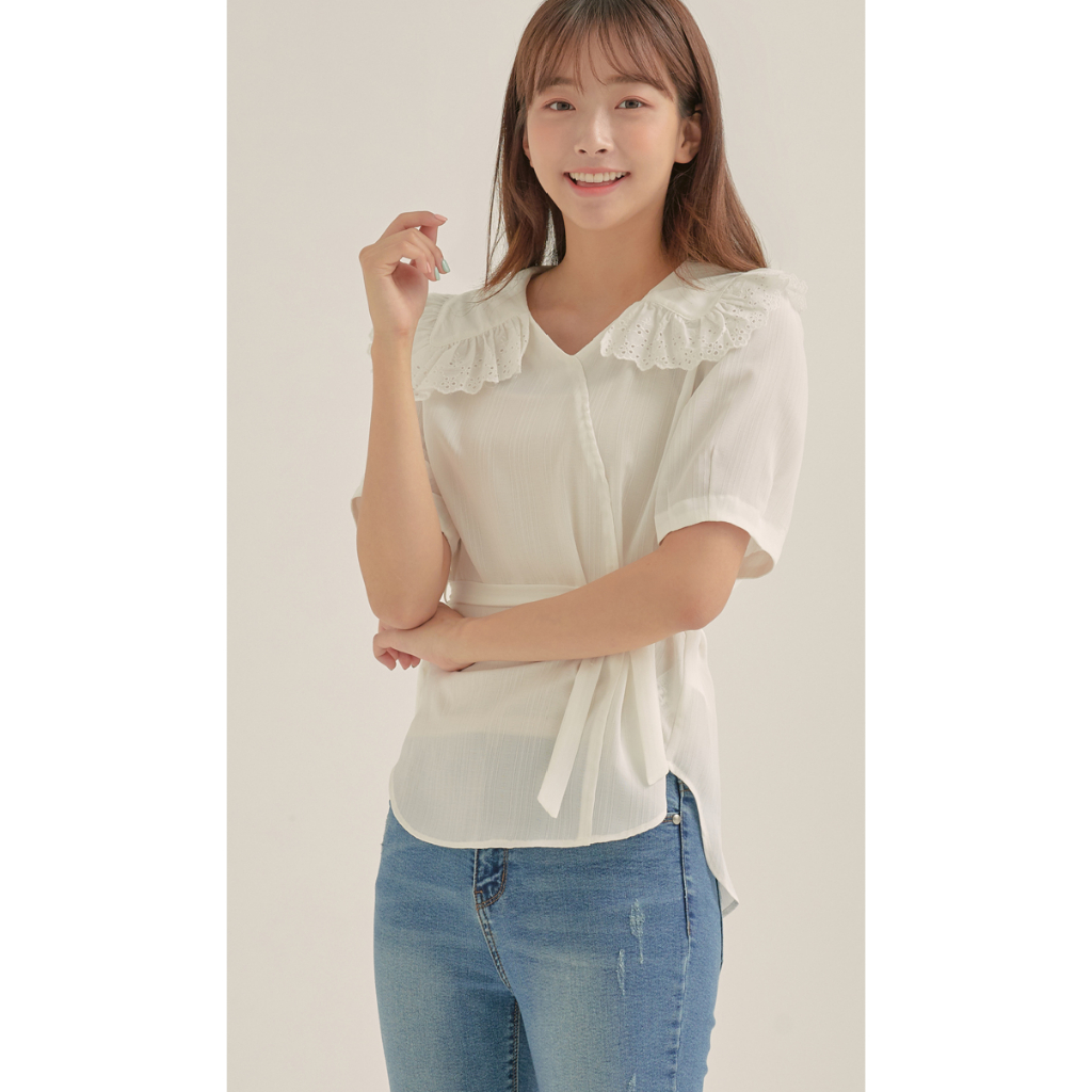 (Marca KOREA DEPARTMENT BRAND) Blusas De Menta Respiráveis Para Mulheres À Venda Camisas De Manga Curta Coreanas E Blusa Fashion Elegant Formal Casual for Lady