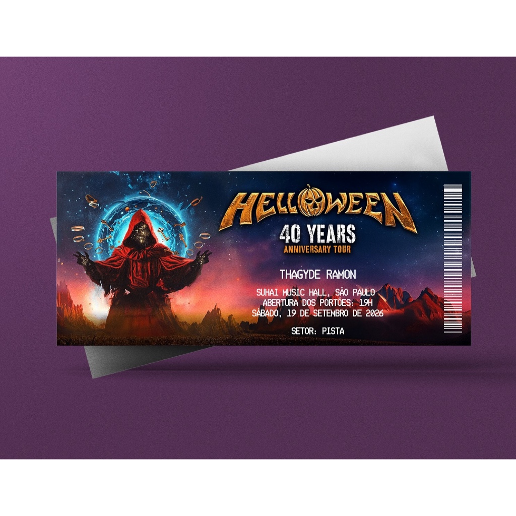 Ingresso Holográfico Personalizado Helloween - 40 Years Anniversary Tour
