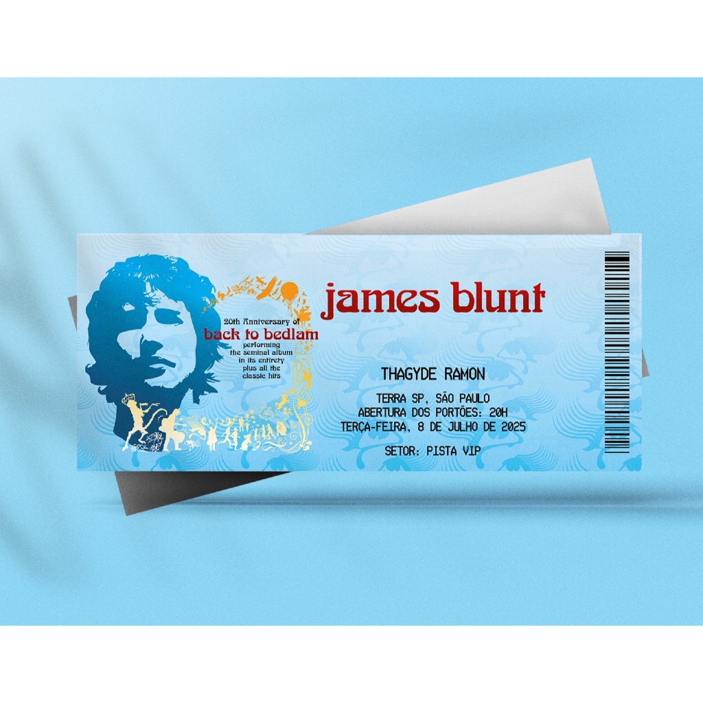 Ingresso Holográfico Personalizado James Blunt - 20th anniversary of back to bedlam