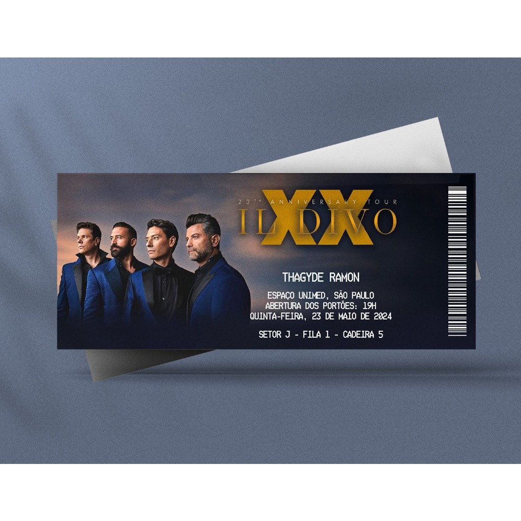 Ingresso Holográfico Personalizado Il Divo tour XX 20 Anniversary Tour