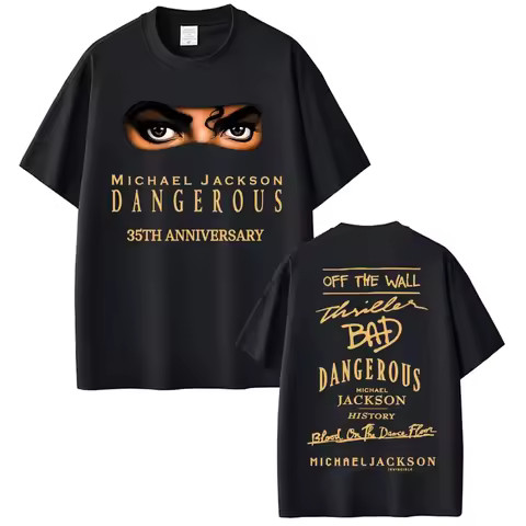 Camiseta Unissex Oversized Plus Size Feminina Masculina Estampa Michael Jackson Dangerous 35th Anniversary Streetwear