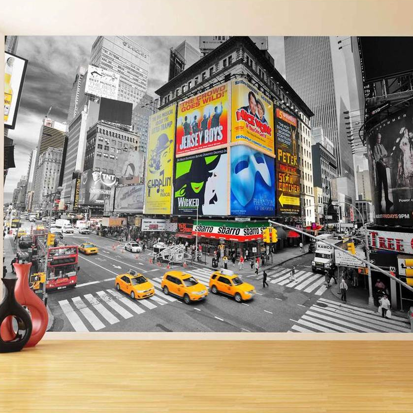 Adesivo de parede Cidade nova york ny times square preto e branco taxi papel de parede m² NCD 084
