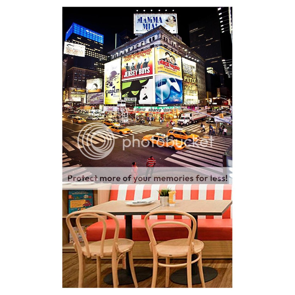 Adesivo de Parede Cidade Time square Ny taxi 3D m² NCD162