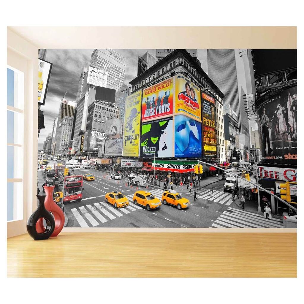Adesivo de parede Cidade nova york ny times square preto e branco taxi papel de parede m² NCD 084