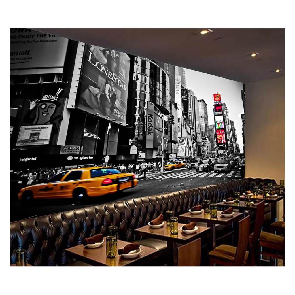 Adesivo de parede Cidade nova york ny times square preto e branco taxi papel de parede m² NCD 011