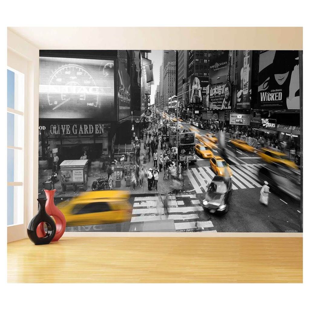 Adesivo de parede Cidade nova york ny times square preto e branco taxi papel de parede m² NCD 005