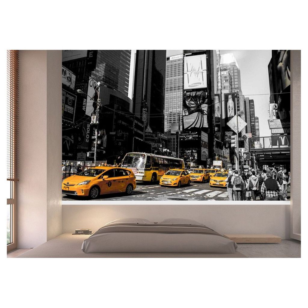 Papel de parede Adesivo nova york times square taxi amarelo cidade m² várias medidasNCD 090