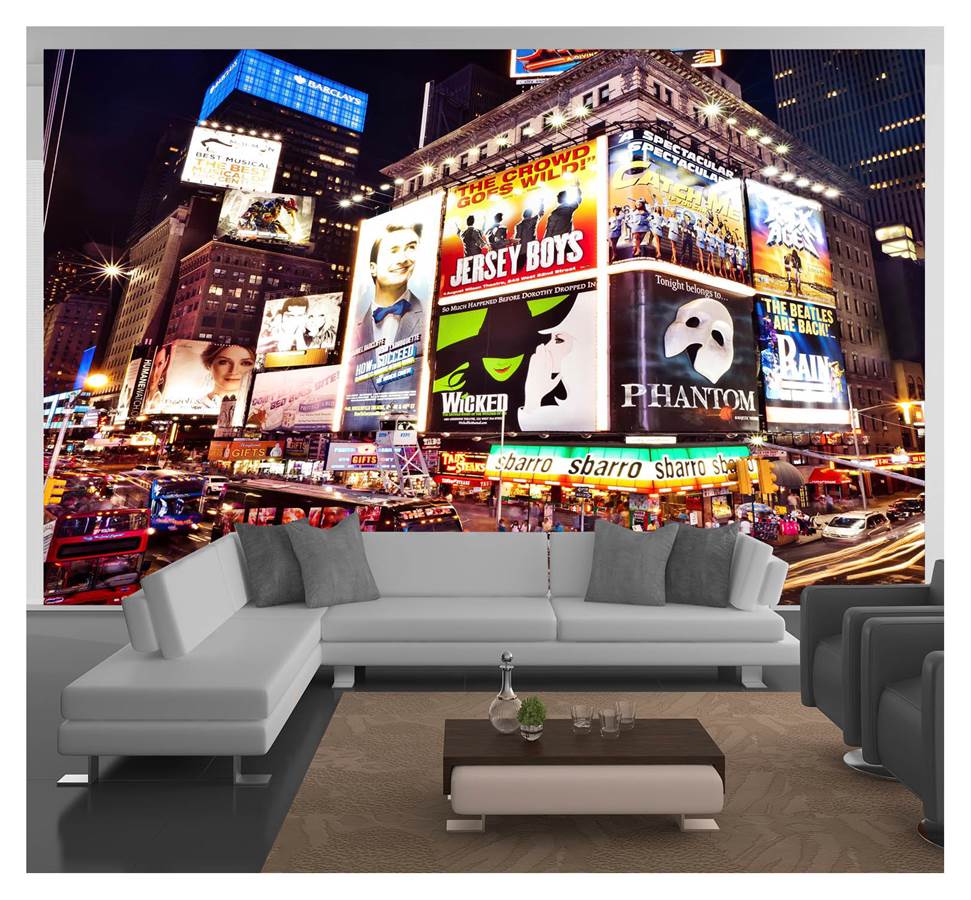 Adesivo de parede Cidade nova york ny times square colorido taxi amarelo papel de parede m² NCD 264