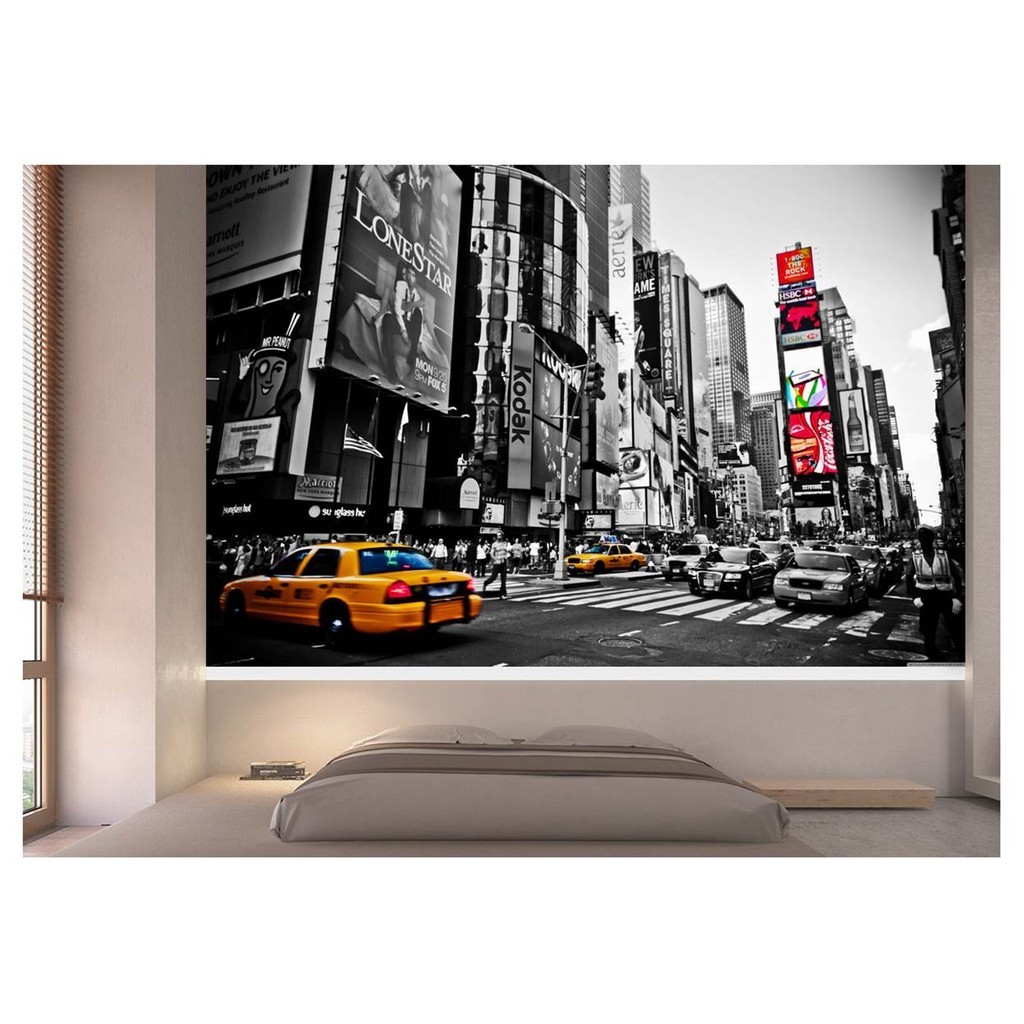 Adesivo de parede Cidade nova york ny times square preto e branco taxi papel de parede m² NCD 011