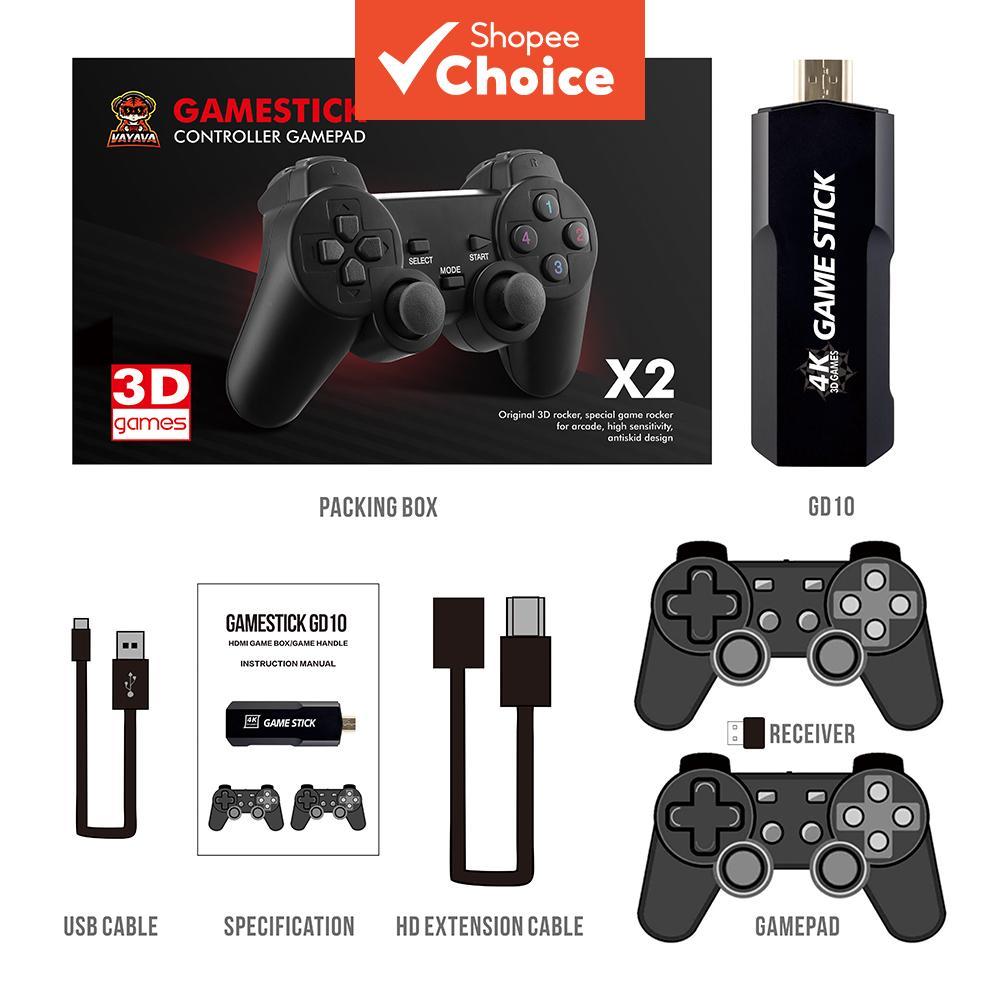 Bastão de Jogo Retro 128GB 4K Jogos Clássicos 2.4G Controladores Duplos Sem Fio Plug-and-Play TV Console de Arcade /