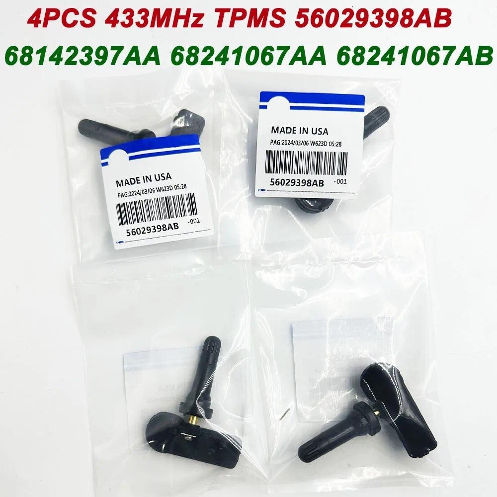 4Pcs 56029398sensor Monitor De Pressão Dos Pneus Ab TPMS 433MHz Para Dodge RAM Charger Durango Journey Fiat 500 68142397