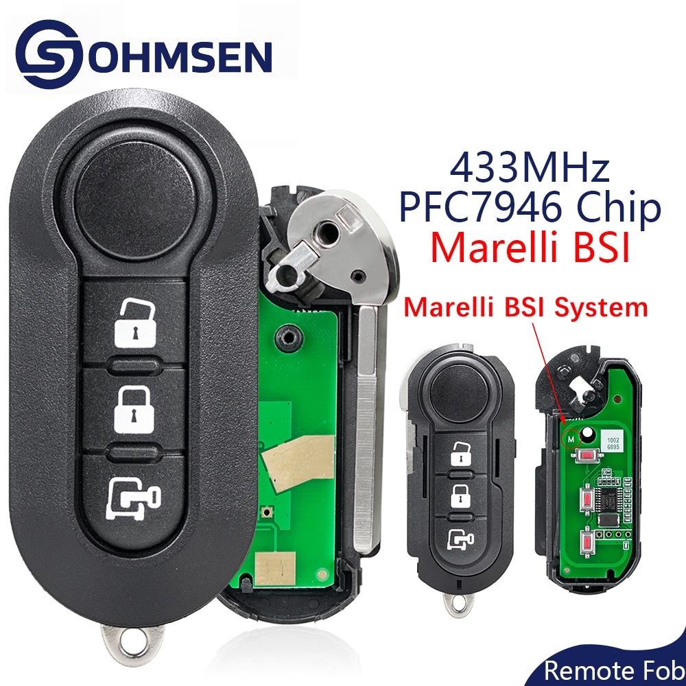 Chave De Carro Com Controle Remoto Dobrável 433Mhz 3 Botões Fiat Ducato Peugeot Boxer OHMSEN