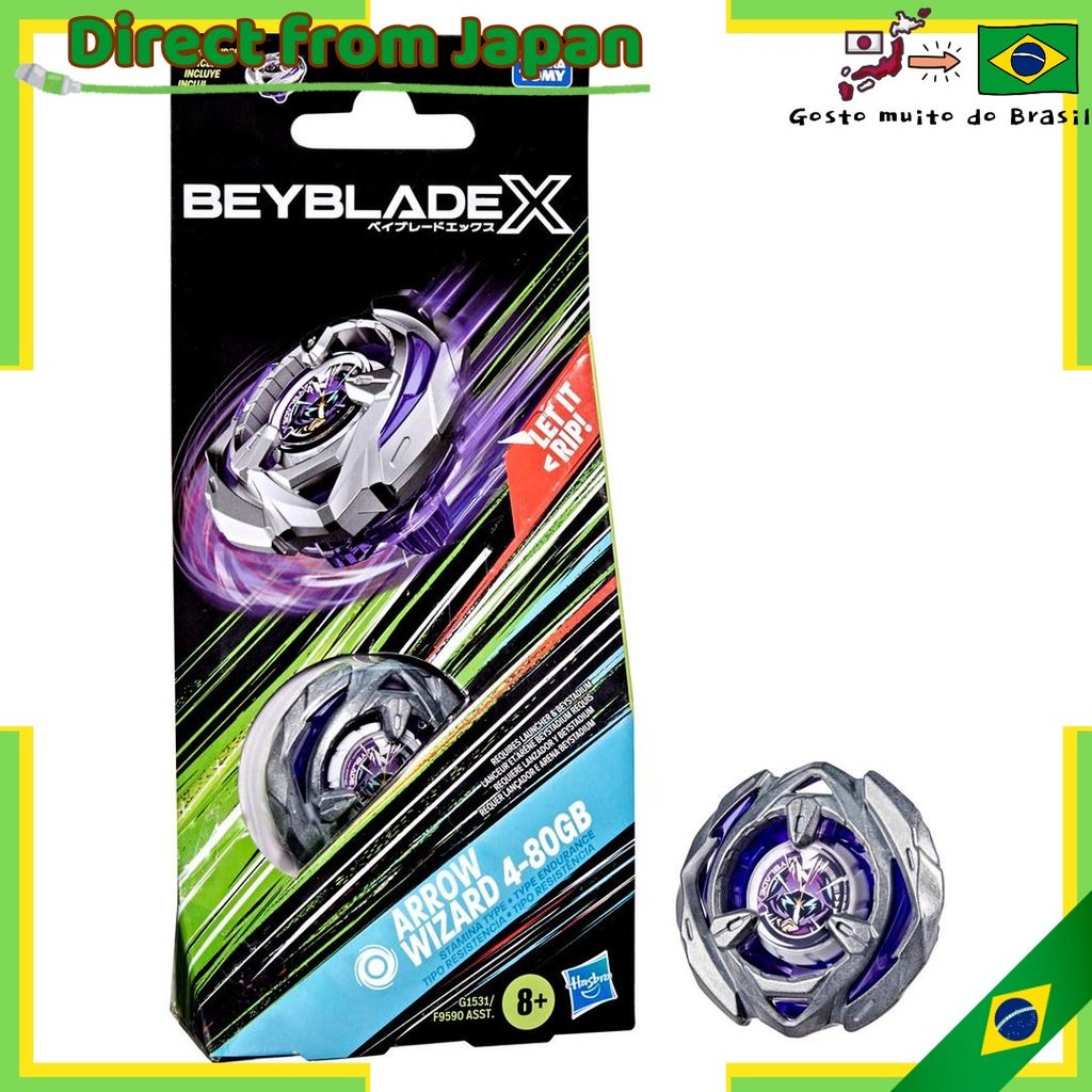 【direto do Japão】 Beyblade X Arrow Wizard Booster Pack Set com Pião Tipo Resistência; Brinquedo/Jogo de Batalha