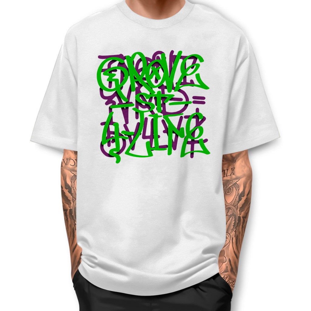 Camiseta  Grove ST Print GTA SA Basica Street Fio 30.1 Algodao Camisa JPJ2 BJ1