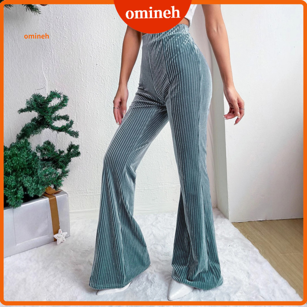 Women Trousers Comfortable Work Pants Retro High Waist Corduroy Flared for – Wide Leg Loose Fit Perfect for Travel Wea