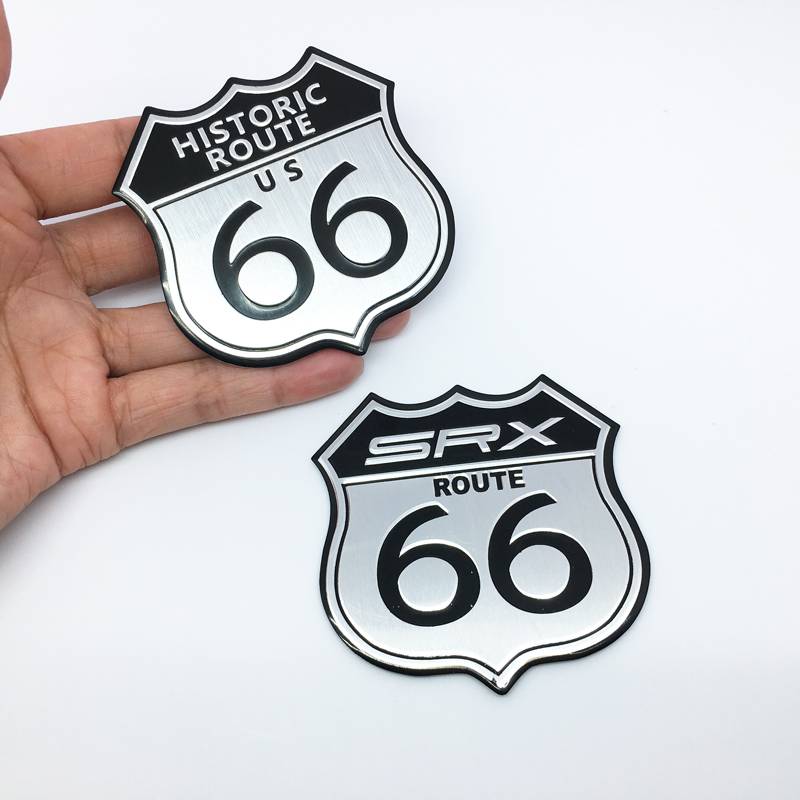 3D Adesivo De Alumínio América Eua HISTORIC ROUTE 66 ROAD Emblema Crachá Para Cadillac SRX XTS Trunk Decoratio