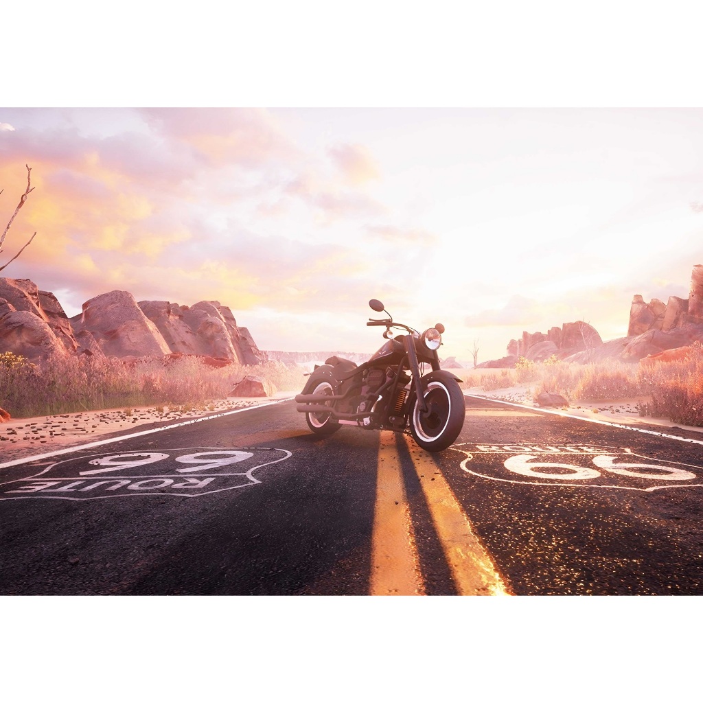Pôster - Motorcycle  Route 66 Road  - Decora - 33 Cm X 48 Cm