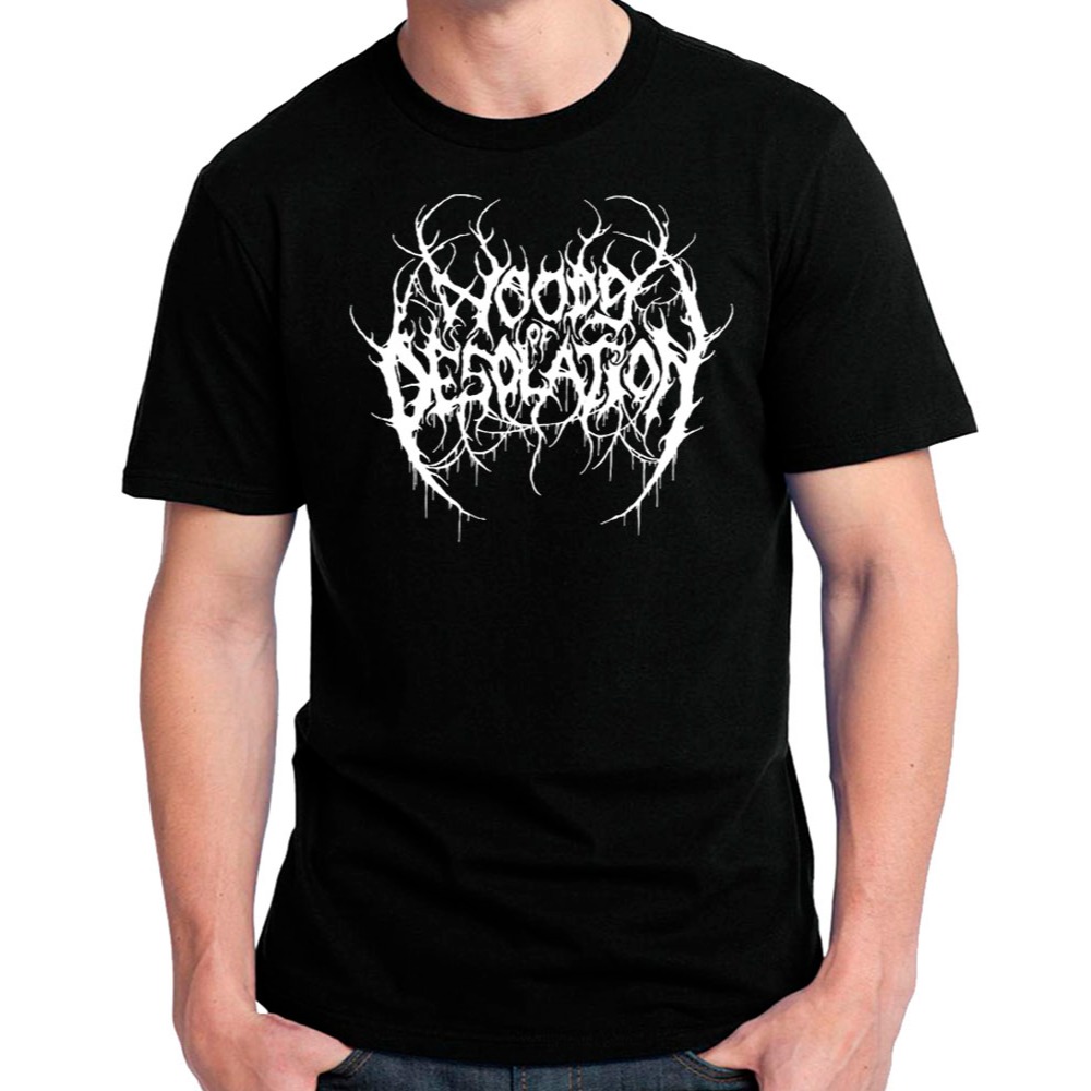 WOODS OF DESOLATION  logo - camiseta, babylook, regata, manga longa também disponível em tecido branco e vermelho