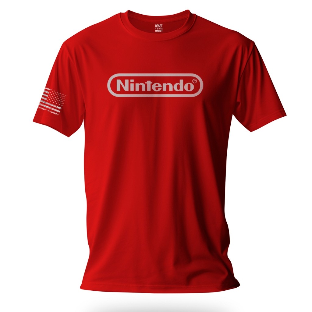 Camiseta Nintend Off White Masculina 100% Algodão Logo Preto Estilo Minimalista