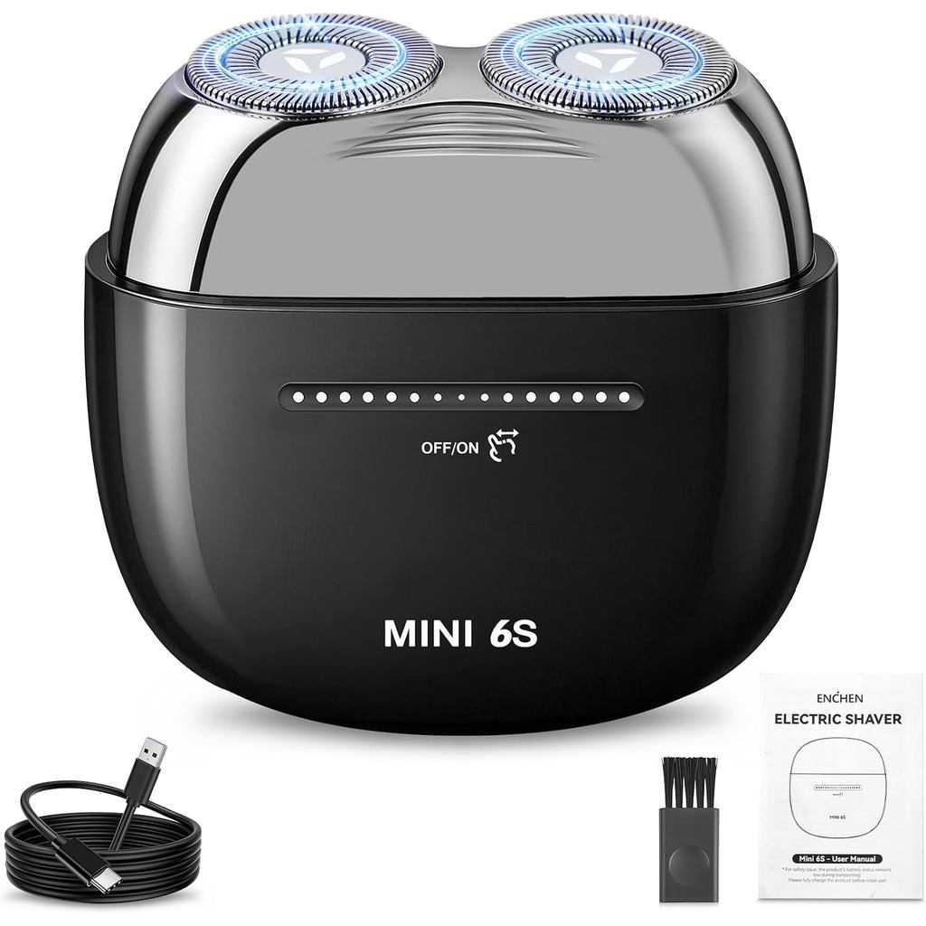 Mini Electric Shavers for Men, Electric Rotary Razor for Men, IPX7 Waterproof Rechargeable Portable Travel Shaver with S